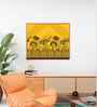 Yellow Canvas Printed Warli Framed Art