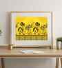 Yellow Canvas Printed Warli Framed Art