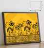 Yellow Canvas Printed Warli Framed Art
