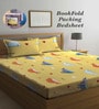 Yellow Cartoon 300 TC Cotton Blend Double Bedsheet With 2 Pillow Covers