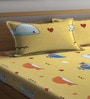 Yellow Cartoon 300 TC Cotton Blend Double Bedsheet With 2 Pillow Covers