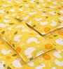 Yellow Cartoon Print 300 TC Cotton Blend King Size Double Bedsheet with 2 Pillow Covers