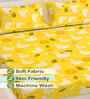Yellow Cartoon Print 300 TC Cotton Blend King Size Double Bedsheet with 2 Pillow Covers
