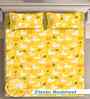 Yellow Cartoon Print 300 TC Cotton Blend King Size Fitted Double Bedsheet with 2 Pillow Covers