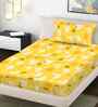 Yellow Cartoon Print 300 TC Cotton Blend Single Bedsheet with 1 Pillow Cover