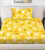 Yellow Cartoon Print 300 TC Cotton Blend Single Bedsheet with 1 Pillow Cover