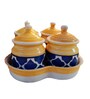 Yellow Ceramic  300 ml 4 Pcs Condiments Jars with Tray