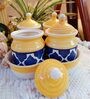 Yellow Ceramic  300 ml 4 Pcs Condiments Jars with Tray