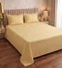 Yellow Checkerd 260 TC Polycotton Double Flat Bedsheet with 2 Frill Pillow Covers