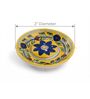Yellow Clay Blue Pottery Round Incense Stick Holder