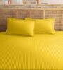 Yellow 210TC Cotton stripe 1 Super King Bedsheet with 2 Pillow Covers