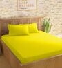 Yellow 210TC Cotton stripe 1 Super King Bedsheet with 2 Pillow Covers