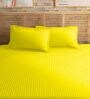 Yellow 210TC Cotton stripe 1 Super King Bedsheet with 2 Pillow Covers