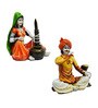 Yellow Combo of Rajasthani Hookah Man and Lady Statue