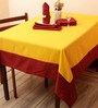 Solid Color Pattern Yellow Cotton 90x60 Inch Table Cloth With 6 Napkins