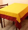 Solid Color Pattern Yellow Cotton 90x60 Inch Table Cloth With 6 Napkins