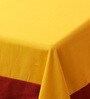 Solid Color Pattern Yellow Cotton 90x60 Inch Table Cloth With 6 Napkins
