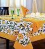 Floral (88x59) Yellow & White Cotton Table Cloth