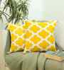 Yellow Cotton Abstract 16x16 inches Cushion Cover Set of 2