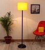 Yellow Cotton and Polyvinyl Shade Club Floor Lamp With Iron Base