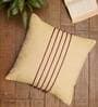 Yellow Cotton Blend Striped 16x16 inches Cushion Covers (Set of 1)