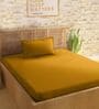 Yellow Cotton 210TC Striped Single Bedsheet with 1 Pillow Cover
