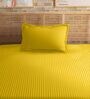 Yellow Cotton 210TC Striped Single Bedsheet with 1 Pillow Cover