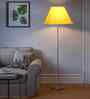 Yellow Cotton Conical Shade Steel Floor Lamp Steel Base