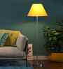 Yellow Cotton Conical Shade Steel Floor Lamp Steel Base
