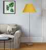 Yellow Cotton Conical Shade Steel Floor Lamp Steel Base