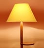 Yellow Cotton Conical Wooden Floor Lamp