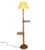 Yellow Cotton Conical Wooden Floor Lamp