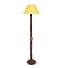 Yellow Cotton Conical Wooden Floor Lamp