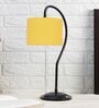 Yellow Cotton Curvy Table Lamp with Iron Base