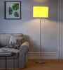Yellow Cotton Drum Shade Steel Floor Lamp Steel Base