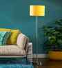 Yellow Cotton Drum Shade Steel Floor Lamp Steel Base