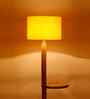 Yellow Cotton Drum Wooden Floor Lamp