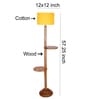Yellow Cotton Drum Wooden Floor Lamp