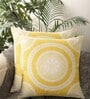 Yellow Cotton Floral 16x16 inches (Set of 2) Cushion Covers