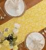 Floral (90x14) Yellow & White Cotton Table Runner