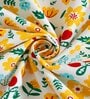 Yellow Cotton Floral 9Ft Light Filtering Eyelet (Set Of 2) Long Door Curtains