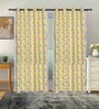 Yellow Cotton Floral 9Ft Light Filtering Eyelet (Set Of 2) Long Door Curtains