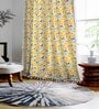 Yellow Cotton Floral 9Ft Light Filtering Eyelet (Set Of 2) Long Door Curtains