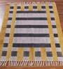Yellow Cotton Striped 3x2 Hand Woven Dhurrie