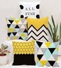 Yellow Cotton Geometric 16x16 inches Cushion Covers (Pack of 5)