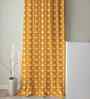 Yellow Cotton Geometric 7ft Semisheer Eyelet Door Curtain (1 Pc)