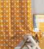 Yellow Cotton Geometric 7ft Semisheer Eyelet Door Curtain (1 Pc)