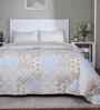 Yellow Cotton Polyester Floral Print 110 GSM Double Bed Quilt
