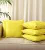 Yellow Solid Cotton 18 x 18 Inches Cushion Covers (Set of 5)