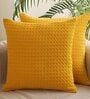 Yellow Cotton Solid 20x20 inches Cushion Covers (Set of 5)